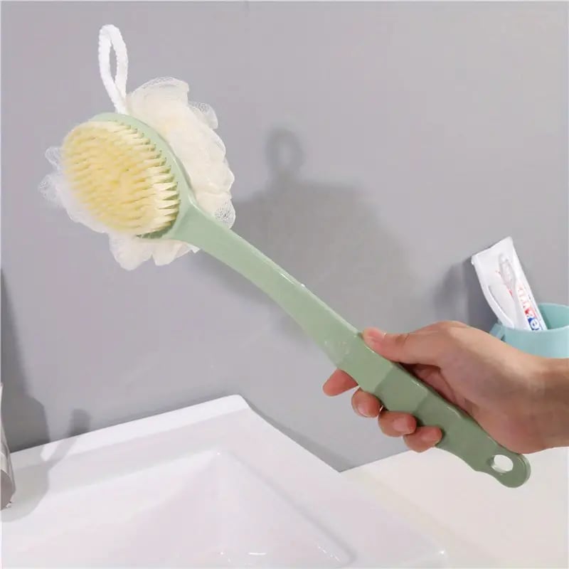 Premium 2-in-1 Body Bath Brush With Loofah | Long Handle | Deep Cleansing & Exfoliation