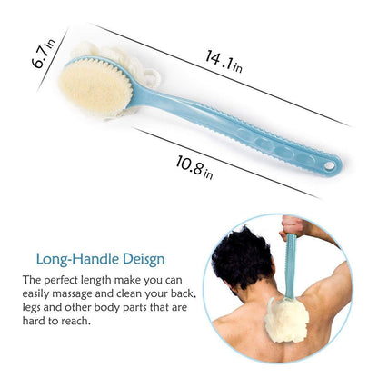 Premium 2-in-1 Body Bath Brush With Loofah | Long Handle | Deep Cleansing & Exfoliation