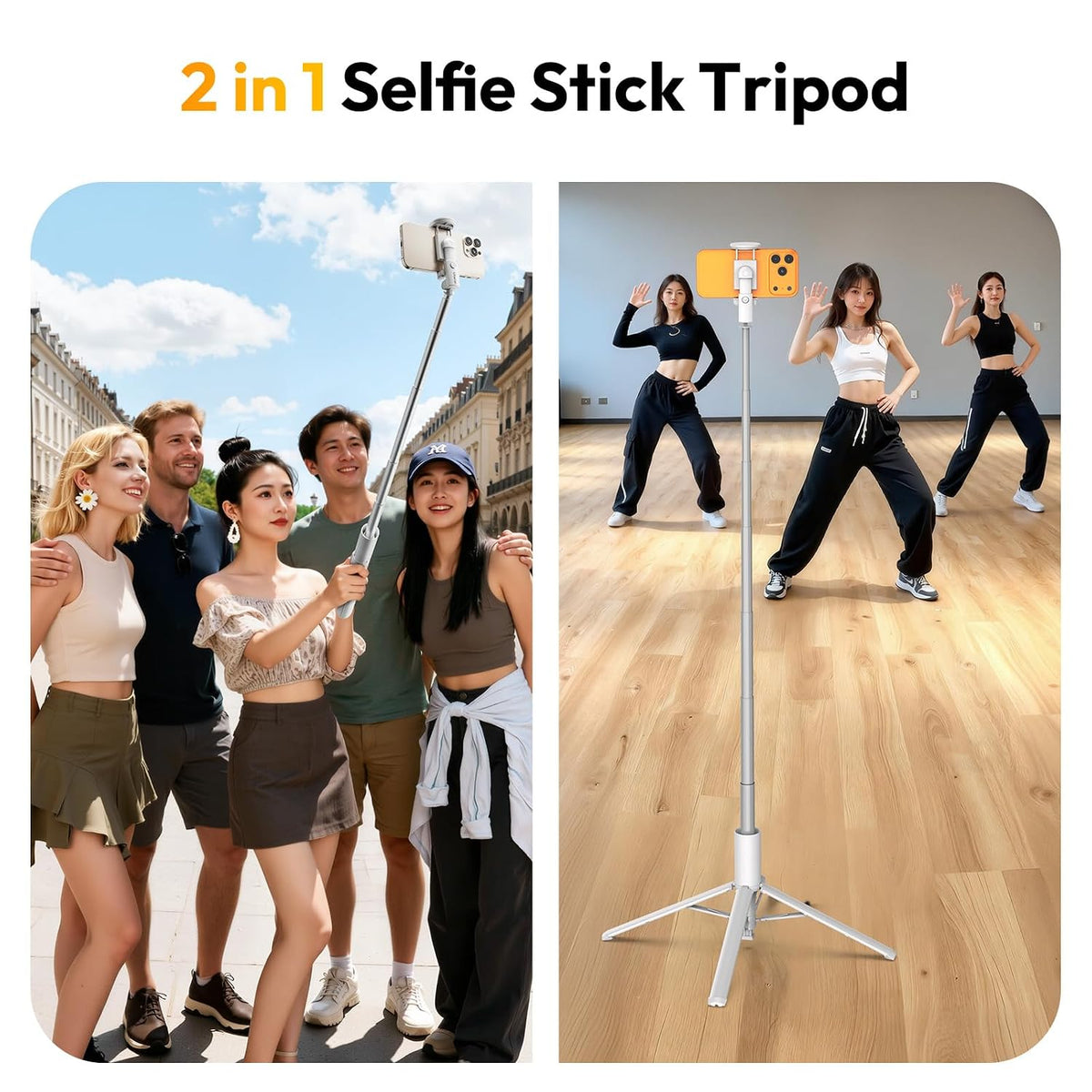 Automatic Selfie Stick Tripod 60" with Wireless Remote | Adjustable Phone Stand for Selfie, Vlogging, Reels & Travel
