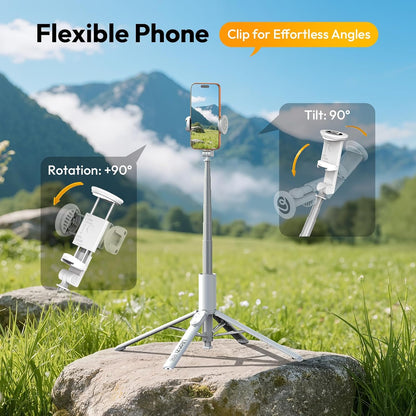 Automatic Selfie Stick Tripod 60" with Wireless Remote | Adjustable Phone Stand for Selfie, Vlogging, Reels & Travel
