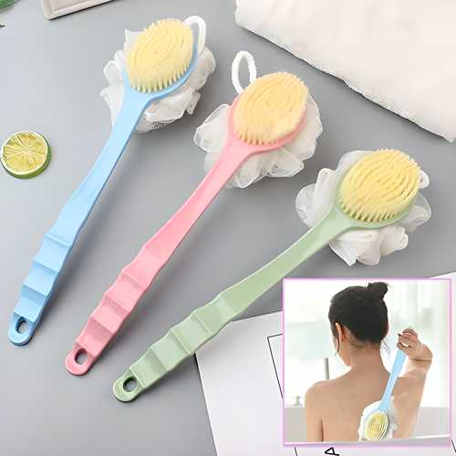 Premium 2-in-1 Body Bath Brush With Loofah | Long Handle | Deep Cleansing & Exfoliation