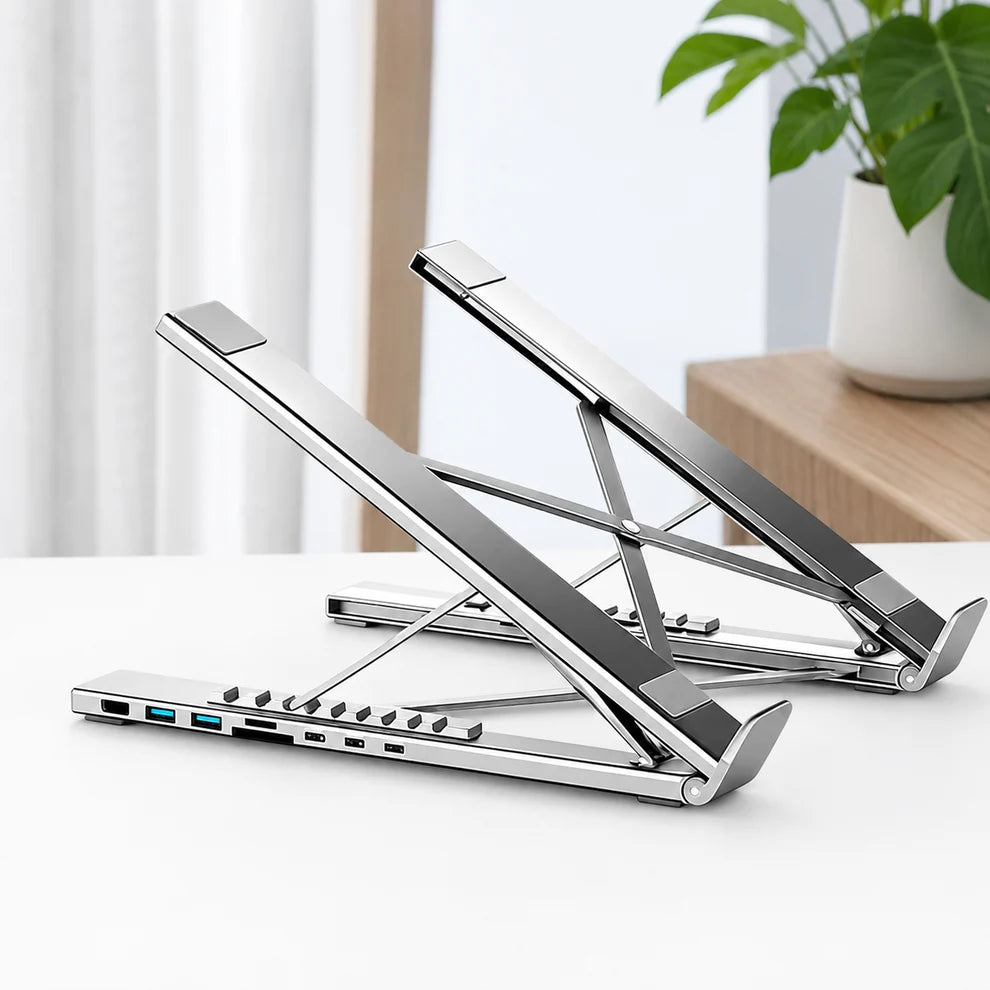 8-in-1 Laptop Docking Station Stand – More Ports, Less Clutter