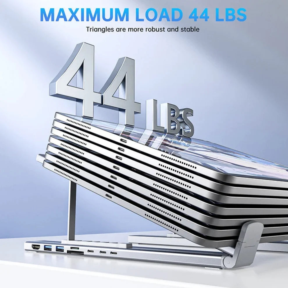 8-in-1 Laptop Docking Station Stand – More Ports, Less Clutter