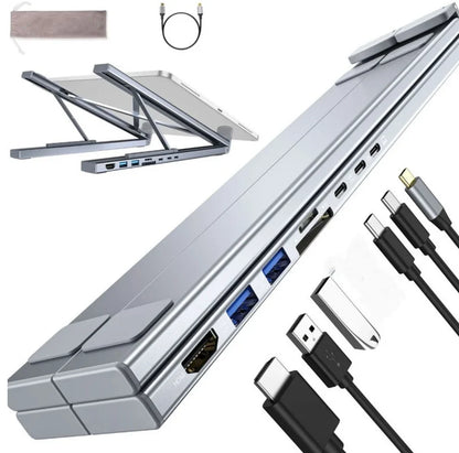 8-in-1 Laptop Docking Station Stand – More Ports, Less Clutter