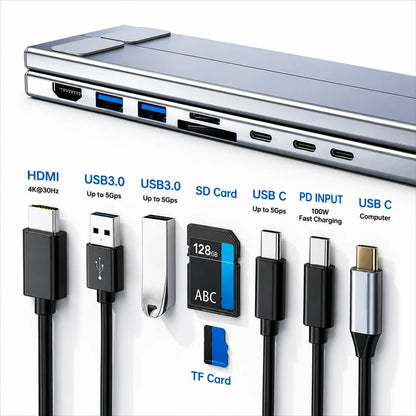 8-in-1 Laptop Docking Station Stand – More Ports, Less Clutter