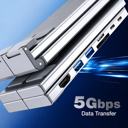 8-in-1 Laptop Docking Station Stand – More Ports, Less Clutter