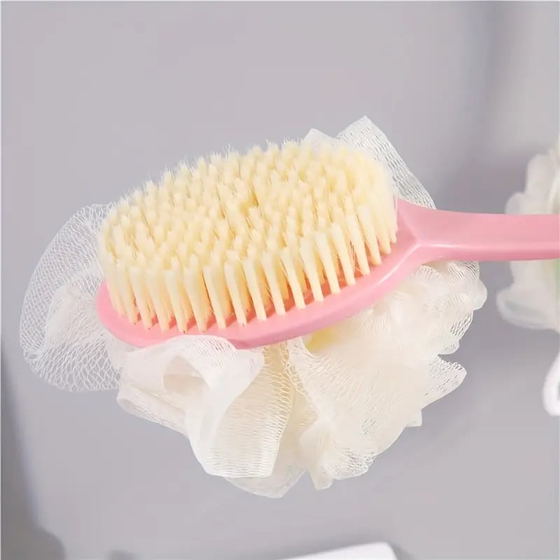 Premium 2-in-1 Body Bath Brush With Loofah | Long Handle | Deep Cleansing & Exfoliation